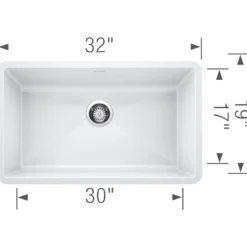 Blanco Precis 32" Undermount Granite Composite Kitchen Sink, Silgranit, White, 440150
