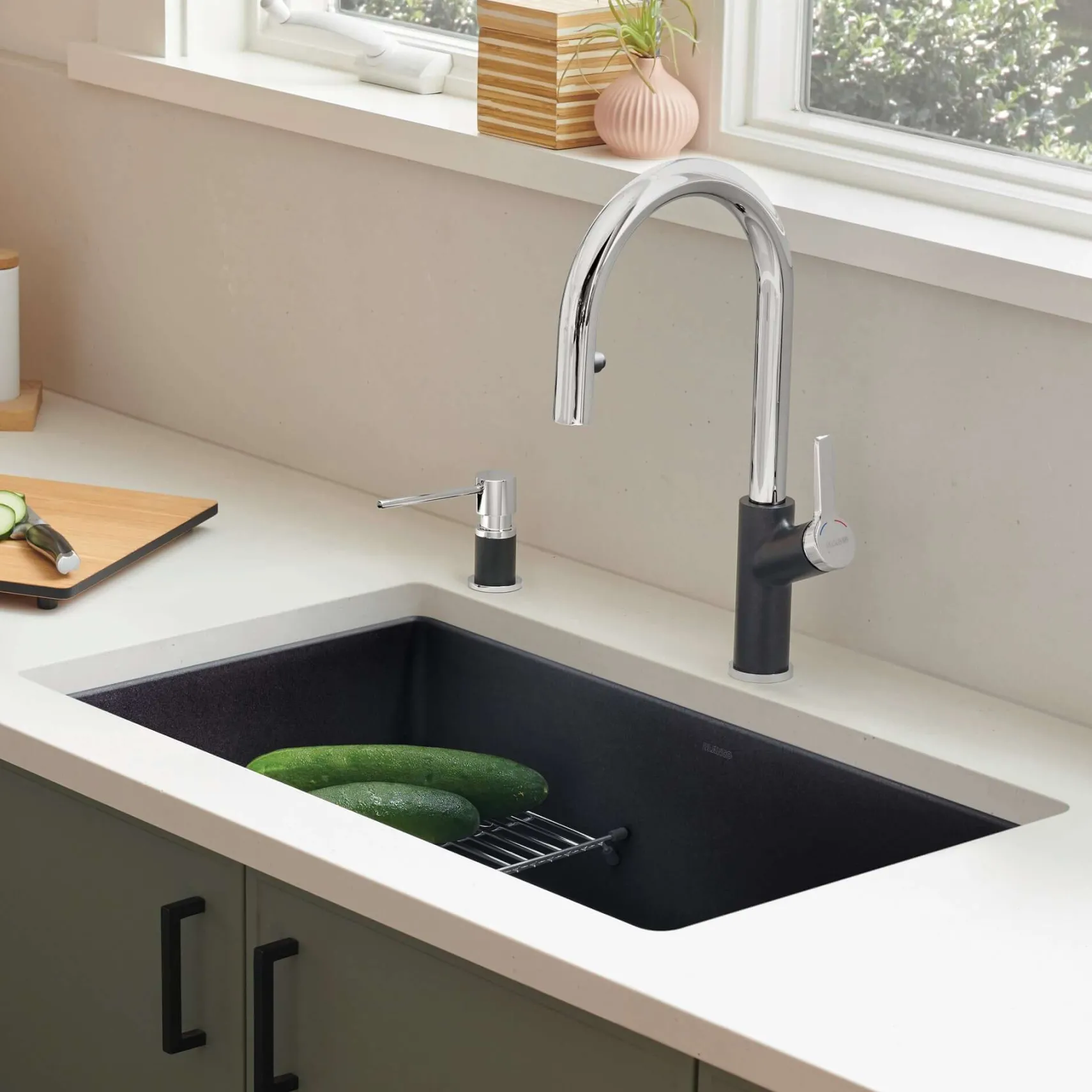 Blanco Precis 30" Undermount Granite Composite Kitchen Sink, Silgranit, Coal Black, 442931