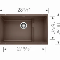 Blanco Precis 29" Undermount Granite Composite Kitchen Sink with Accessories, Silgranit, Cafe, 519457