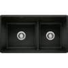Blanco Precis 33" Undermount Granite Composite Kitchen Sink, Silgranit, 60/40 Double Bowl, Coal Black, 442925