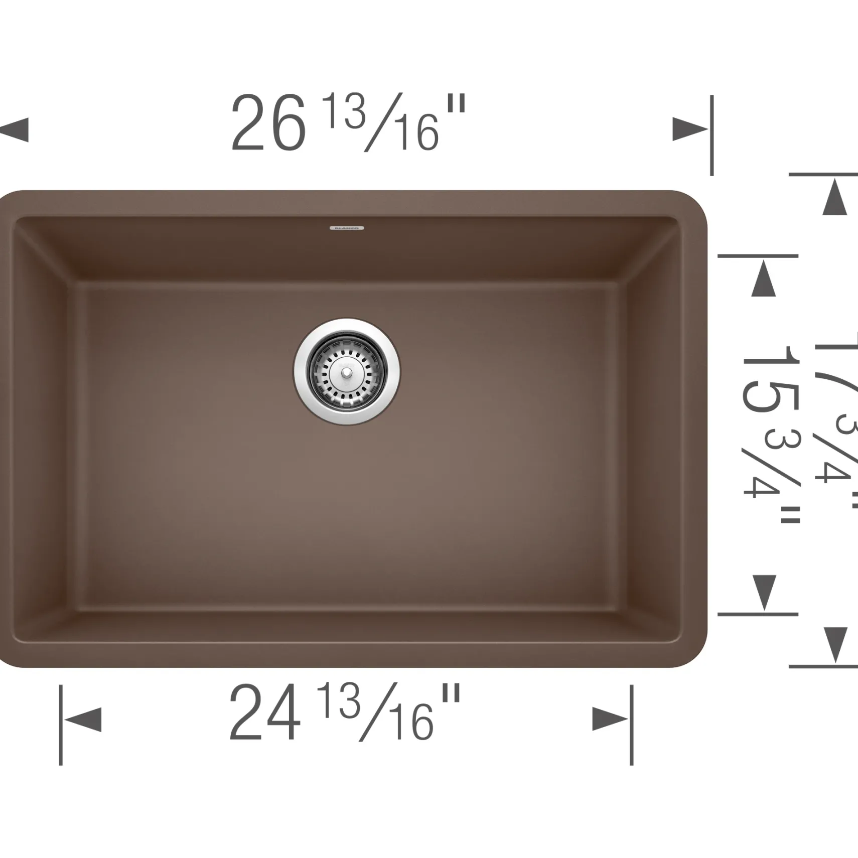 Blanco Precis 27" Undermount Granite Composite Kitchen Sink, Silgranit, Cafe, 522433