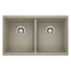 Blanco Precis 30" Undermount Granite Composite Kitchen Sink, Silgranit, 50/50 Double Bowl, Truffle, 517678