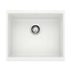 Blanco Precis 21" Undermount Granite Composite Kitchen Sink, Silgranit, White, 513426