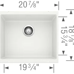 Blanco Precis 21" Undermount Granite Composite Kitchen Sink, Silgranit, White, 513426