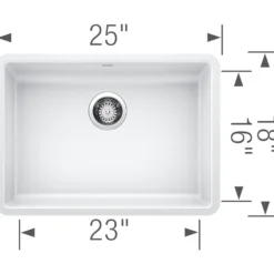 Blanco Precis 25" Undermount Granite Composite ADA Compliant Kitchen Sink, Silgranit, White, 442542