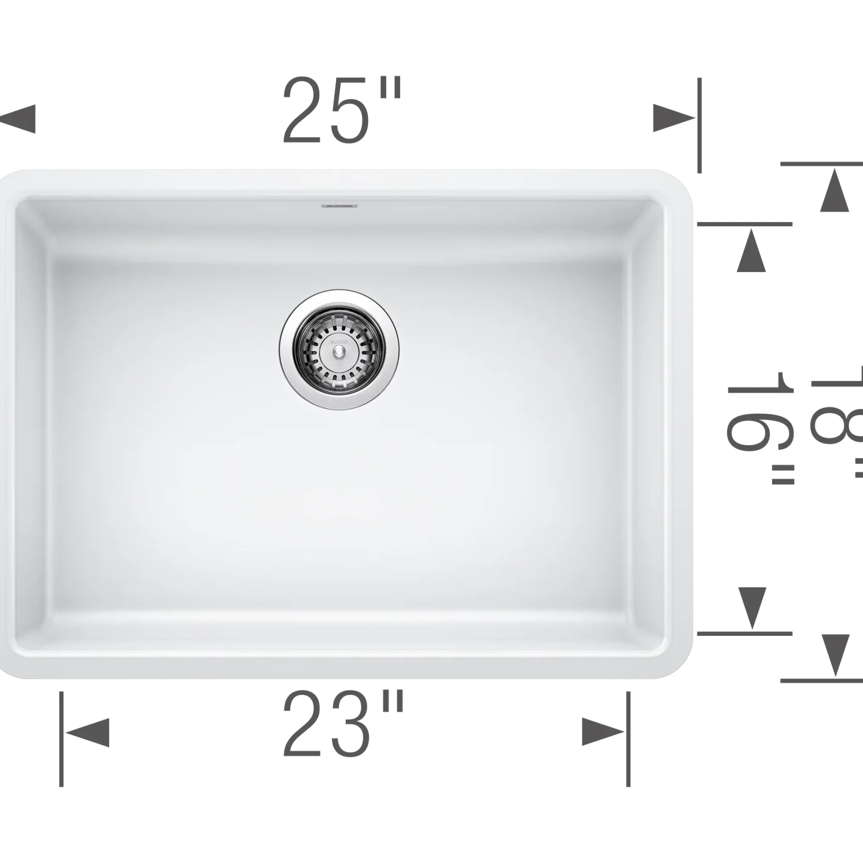 Blanco Precis 25" Undermount Granite Composite ADA Compliant Kitchen Sink, Silgranit, White, 442542