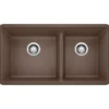 Blanco Precis 33" Undermount Granite Composite Kitchen Sink, Silgranit, 60/40 Double Bowl, Cafe, 441129