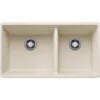 Blanco Precis 33" Undermount Granite Composite Kitchen Sink, Silgranit, 60/40 Double Bowl, Soft White, 443081