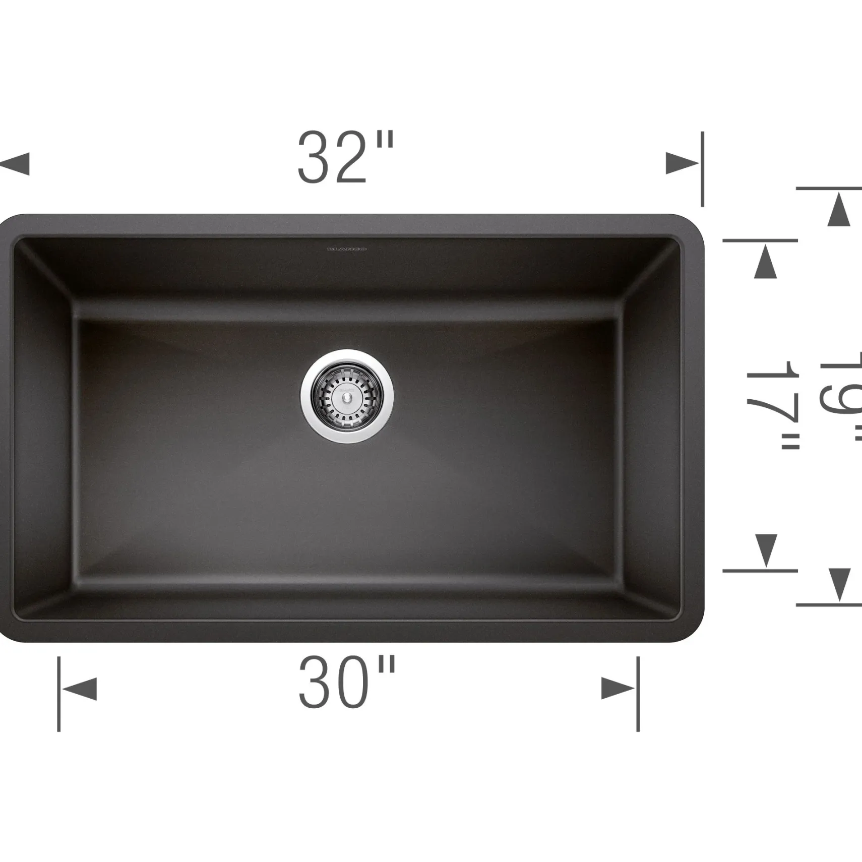Blanco Precis 32" Undermount Granite Composite Kitchen Sink, Silgranit, Anthracite, 440149