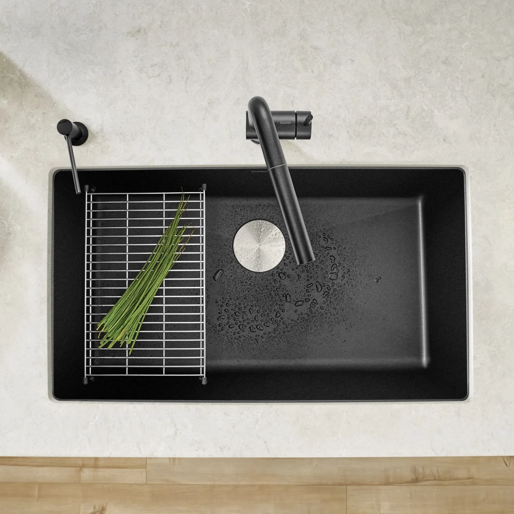 Blanco Precis 32" Undermount Granite Composite Kitchen Sink, Silgranit, Anthracite, 440149