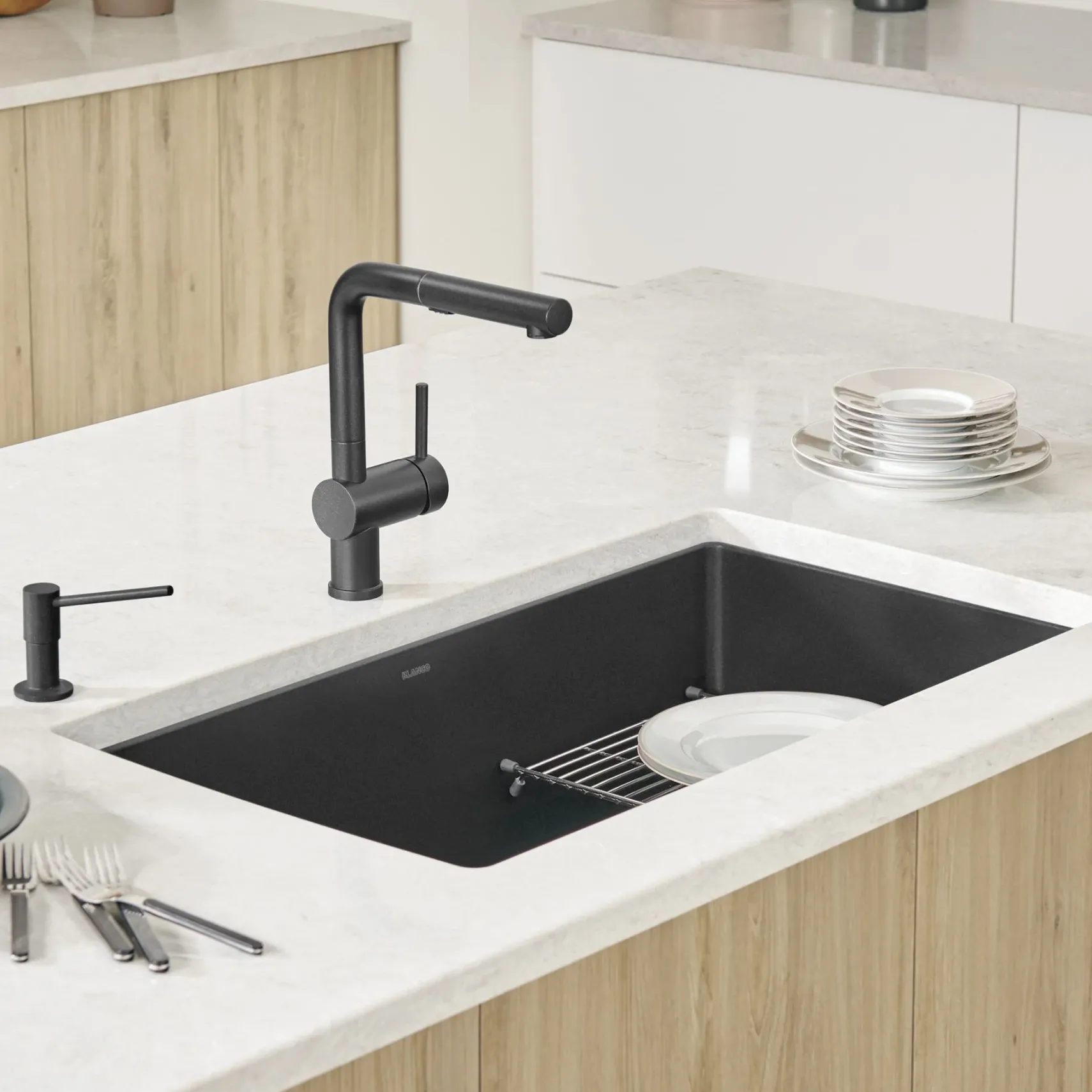 Blanco Precis 32" Undermount Granite Composite Kitchen Sink, Silgranit, Anthracite, 440149