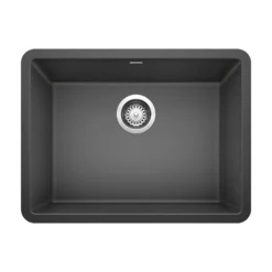 Blanco Precis 23" Undermount Granite Composite Kitchen Sink, Silgranit, Anthracite, 522258