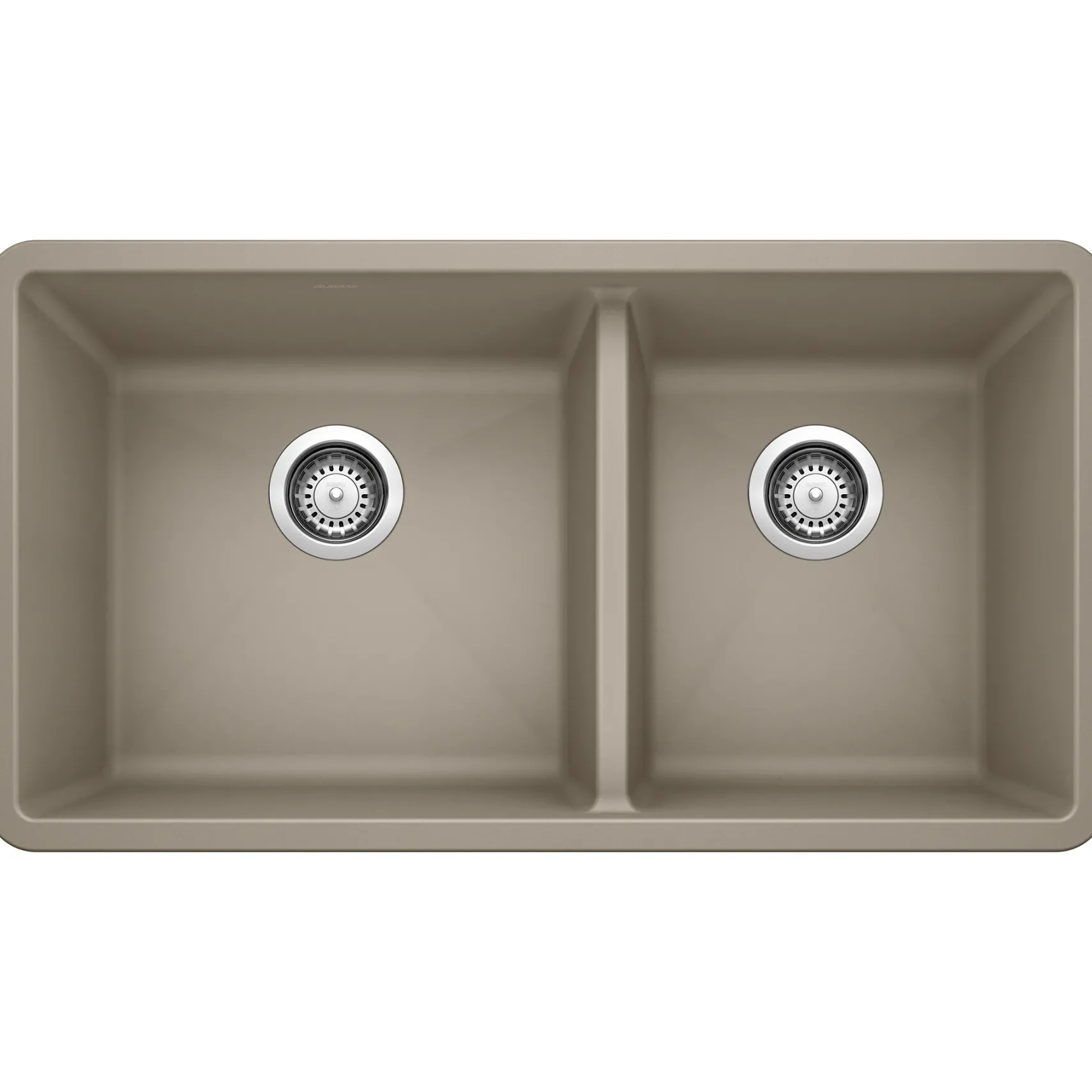 Blanco Precis 33" Undermount Granite Composite Kitchen Sink, Silgranit, 60/40 Double Bowl, Truffle, 441296