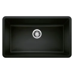 Blanco Precis 32" Undermount Granite Composite Kitchen Sink, Silgranit, Coal Black, 442935