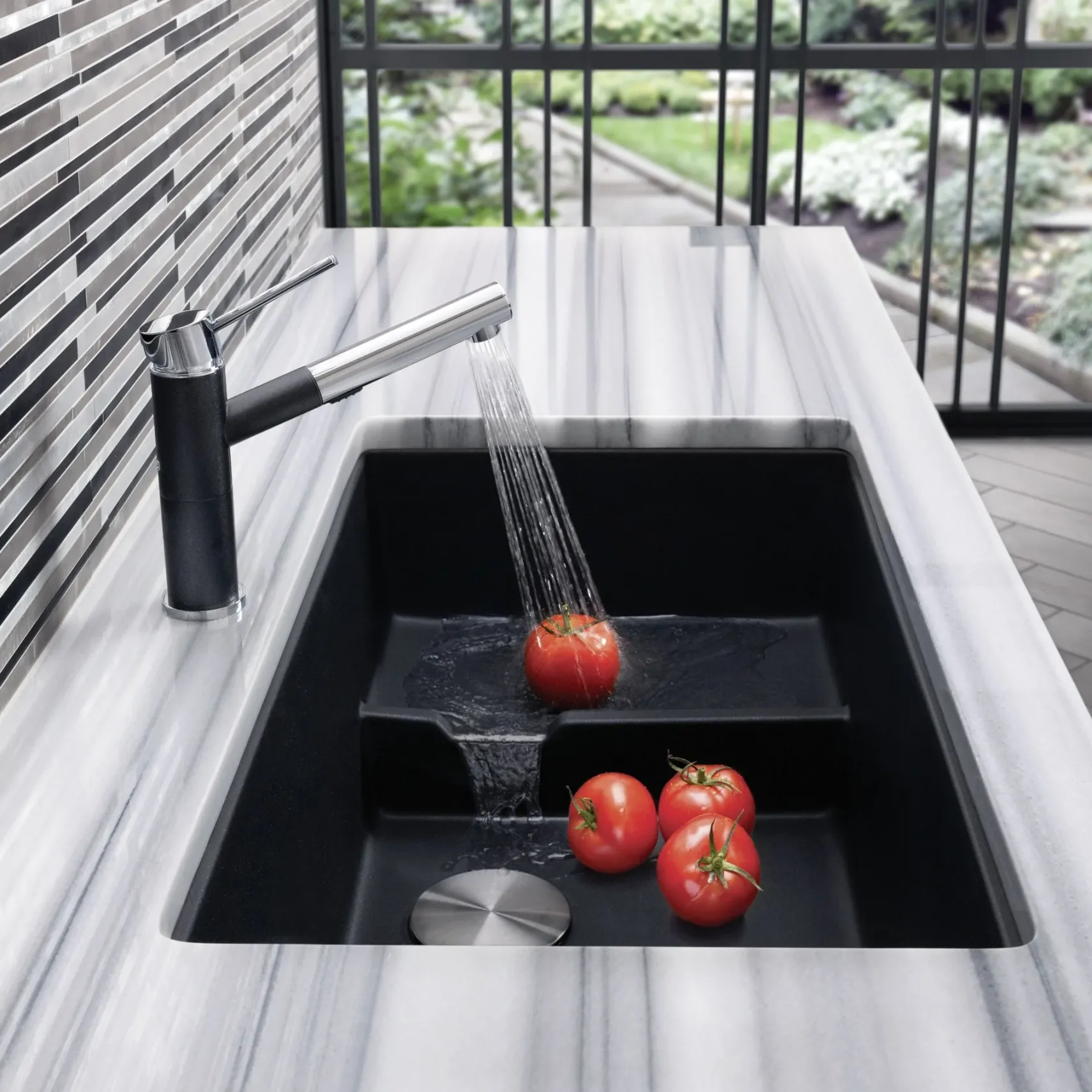 Blanco Precis 29" Undermount Granite Composite Kitchen Sink with Accessories, Silgranit, Anthracite, 519450