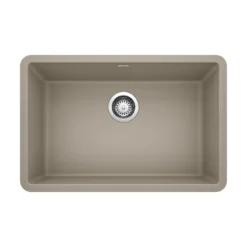 Blanco Precis 27" Undermount Granite Composite Kitchen Sink, Silgranit, Truffle, 522432