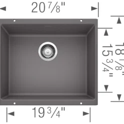 Blanco Precis 21" Undermount Granite Composite Kitchen Sink, Silgranit, Cinder, 519049