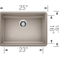 Blanco Precis 25" Undermount Granite Composite ADA Compliant Kitchen Sink, Silgranit, Truffle, 442540