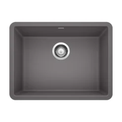 Blanco Precis 23" Undermount Granite Composite Kitchen Sink, Silgranit, Cinder, 522412