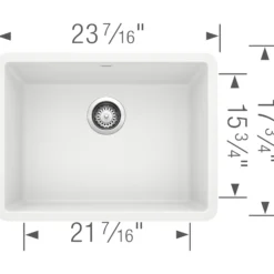 Blanco Precis 23" Undermount Granite Composite Kitchen Sink, Silgranit, White, 522414