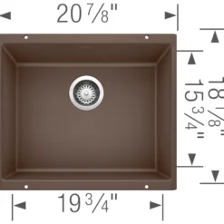 Blanco Precis 21" Undermount Granite Composite Kitchen Sink, Silgranit, Cafe, 515652
