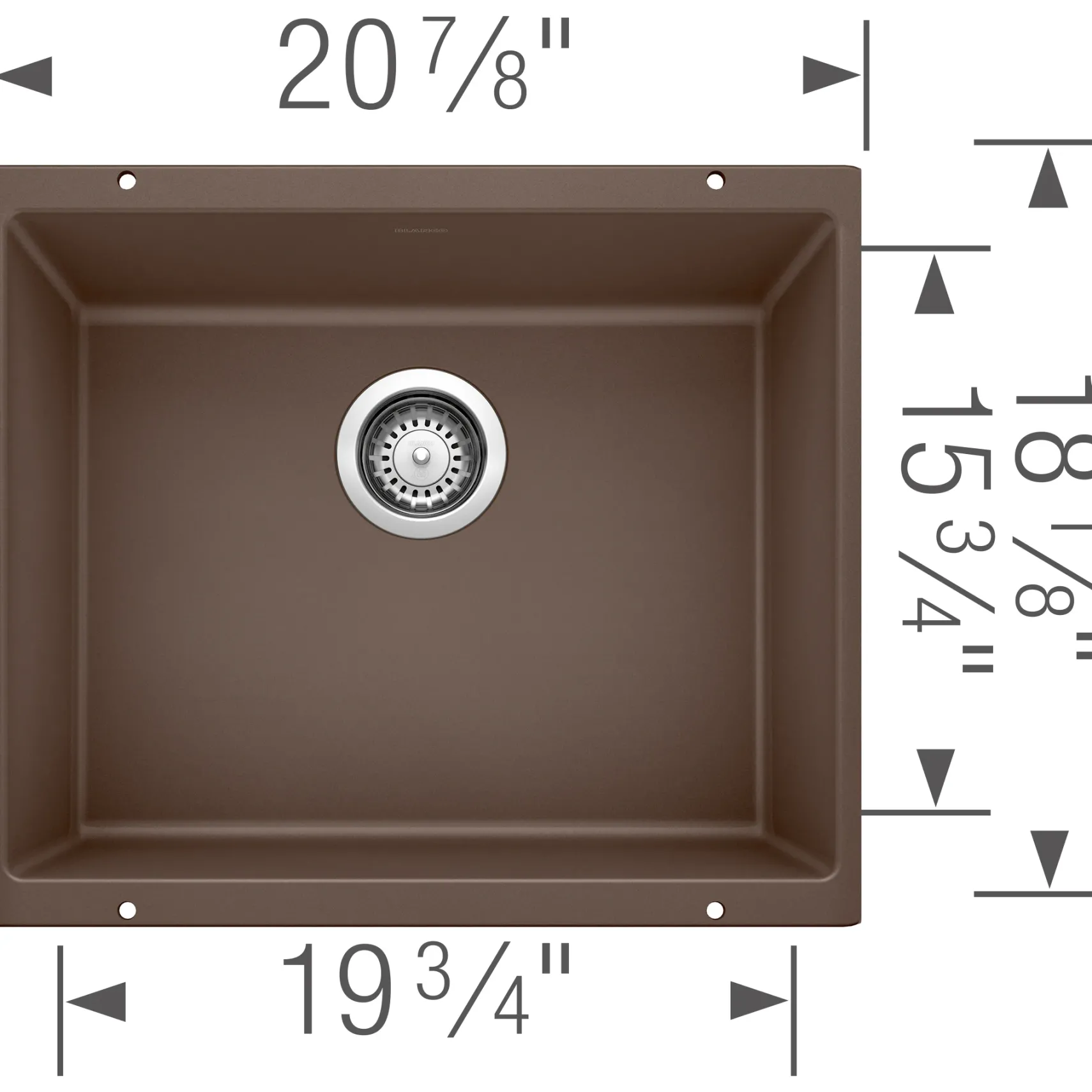 Blanco Precis 21" Undermount Granite Composite Kitchen Sink, Silgranit, Cafe, 515652