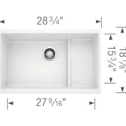 Blanco Precis 29" Undermount Granite Composite Kitchen Sink with Accessories, Silgranit, White, 519453