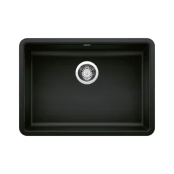 Blanco Precis 25" Undermount Granite Composite ADA Kitchen Sink, Silgranit, Coal Black, 442929