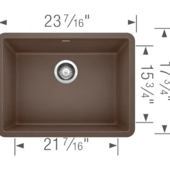 Blanco Precis 23" Undermount Granite Composite Kitchen Sink, Silgranit, Cafe, 522418