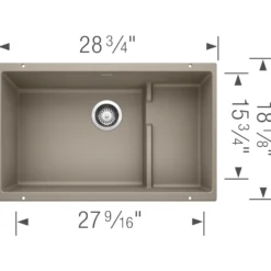 Blanco Precis 29" Undermount Granite Composite Kitchen Sink with Accessories, Silgranit, Truffle, 519456