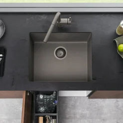 Blanco Precis 23" Undermount Silgranit Kitchen Sink, Volcano Gray, No Faucet Hole, 527411
