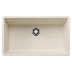Blanco Precis 32" Undermount Silgranit Kitchen Sink, Soft White, No Faucet Hole, 443084