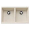 Blanco Precis 30" Undermount Silgranit Kitchen Sink, 50/50 Double Bowl, Soft White, No Faucet Hole, 527401