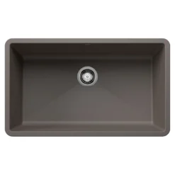 Blanco Precis 32" Undermount Silgranit Kitchen Sink, Volcano Gray, No Faucet Hole, 443121