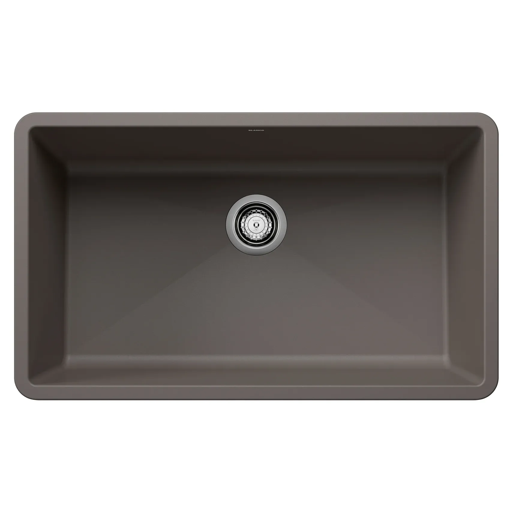 Blanco Precis 32" Undermount Silgranit Kitchen Sink, Volcano Gray, No Faucet Hole, 443121
