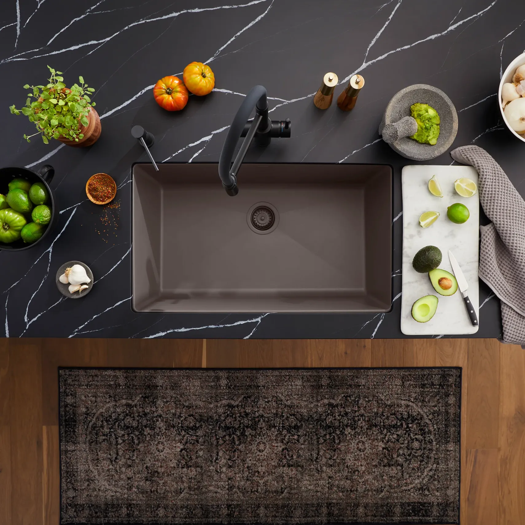 Blanco Precis 32" Undermount Silgranit Kitchen Sink, Volcano Gray, No Faucet Hole, 443121