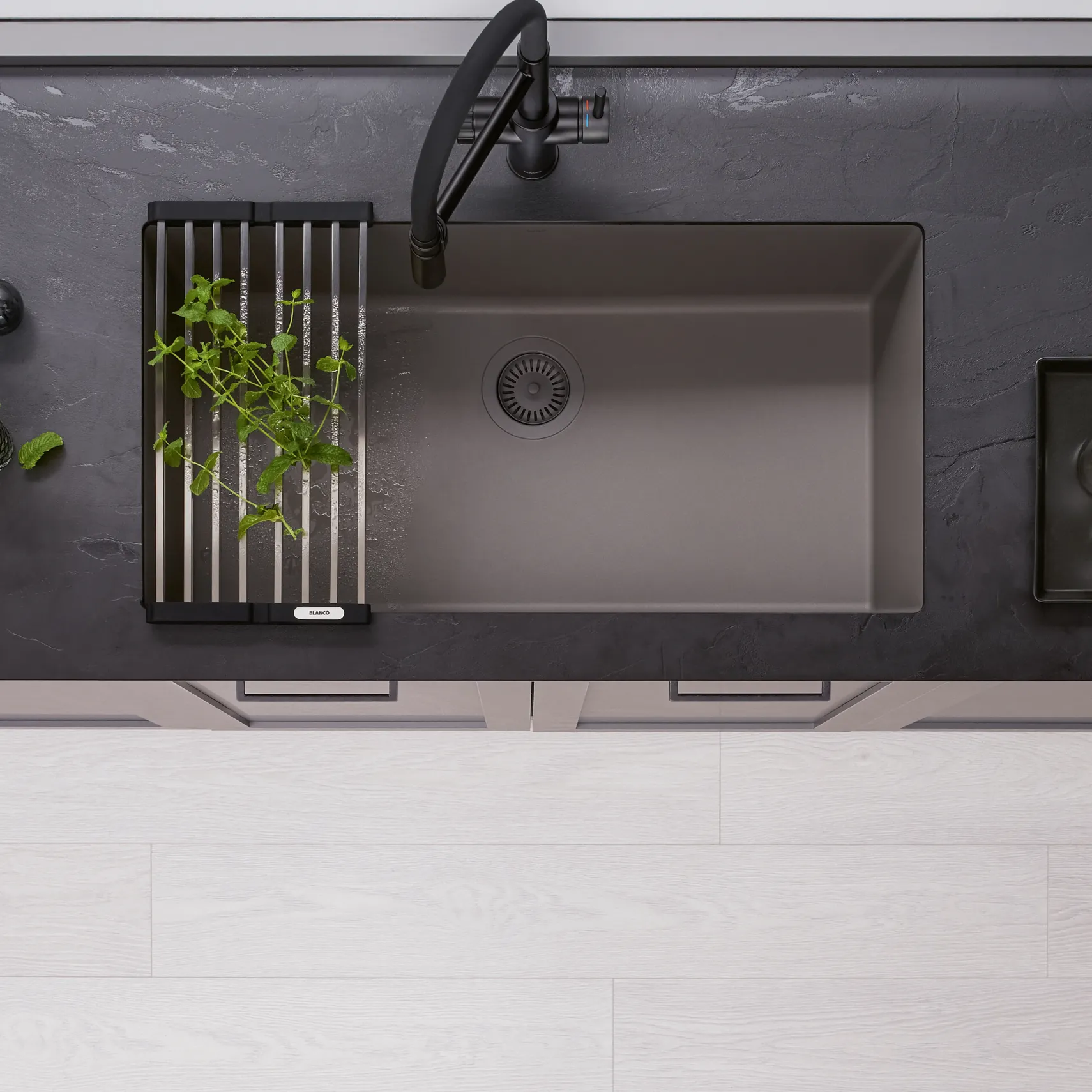 Blanco Precis 32" Undermount Silgranit Kitchen Sink, Volcano Gray, No Faucet Hole, 443121