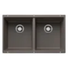 Blanco Precis 30" Undermount Silgranit Kitchen Sink, 50/50 Double Bowl, Volcano Gray, No Faucet Hole, 527410