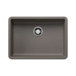 Blanco Precis 25" Undermount Silgranit Kitchen Sink, Volcano Gray, No Faucet Hole, 443119
