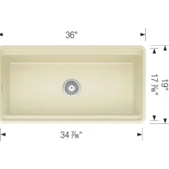 Blanco Profina 36" Fireclay Workstation Farmhouse Sink with Accessories, Biscuit, 523027