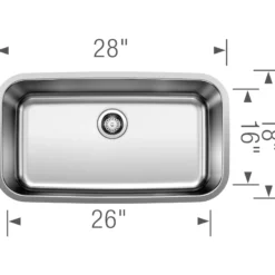 Blanco Stellar 28" Undermount Stainless Steel Kitchen Sink, 18 Gauge, Brushed Finish, 441024