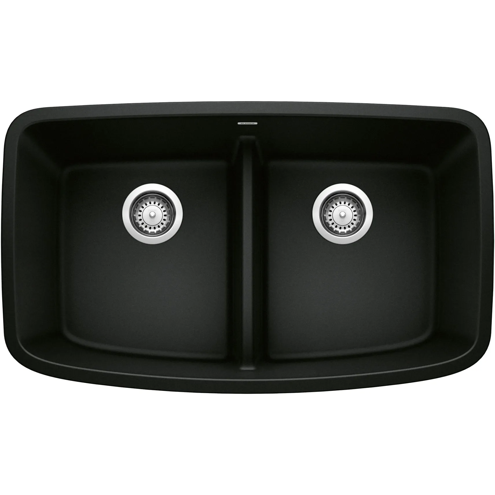Blanco Valea 32" Undermount Granite Composite Kitchen Sink, Silgranit, 50/50 Double Bowl, Coal Black, 442940