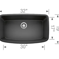 Blanco Valea 32" Undermount Granite Composite Kitchen Sink, Silgranit, Anthracite, 441610