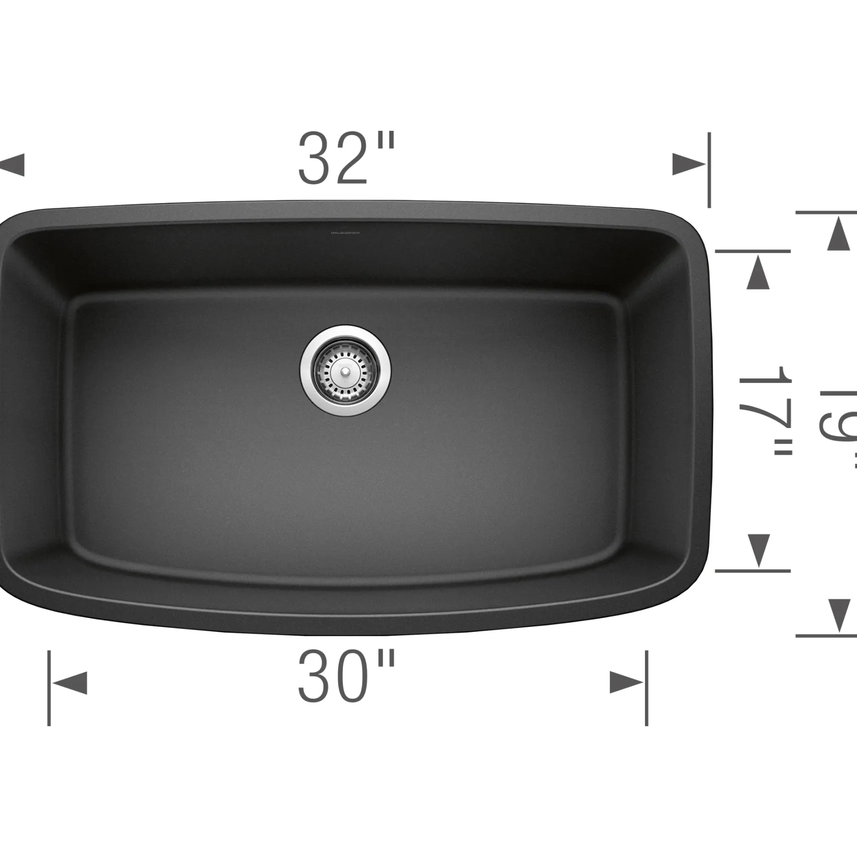 Blanco Valea 32" Undermount Granite Composite Kitchen Sink, Silgranit, Anthracite, 441610