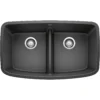 Blanco Valea 32" Undermount Granite Composite Kitchen Sink, Silgranit, 50/50 Double Bowl, Anthracite, 442200
