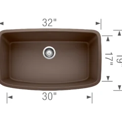 Blanco Valea 32" Undermount Granite Composite Kitchen Sink, Silgranit, Cafe, 441613
