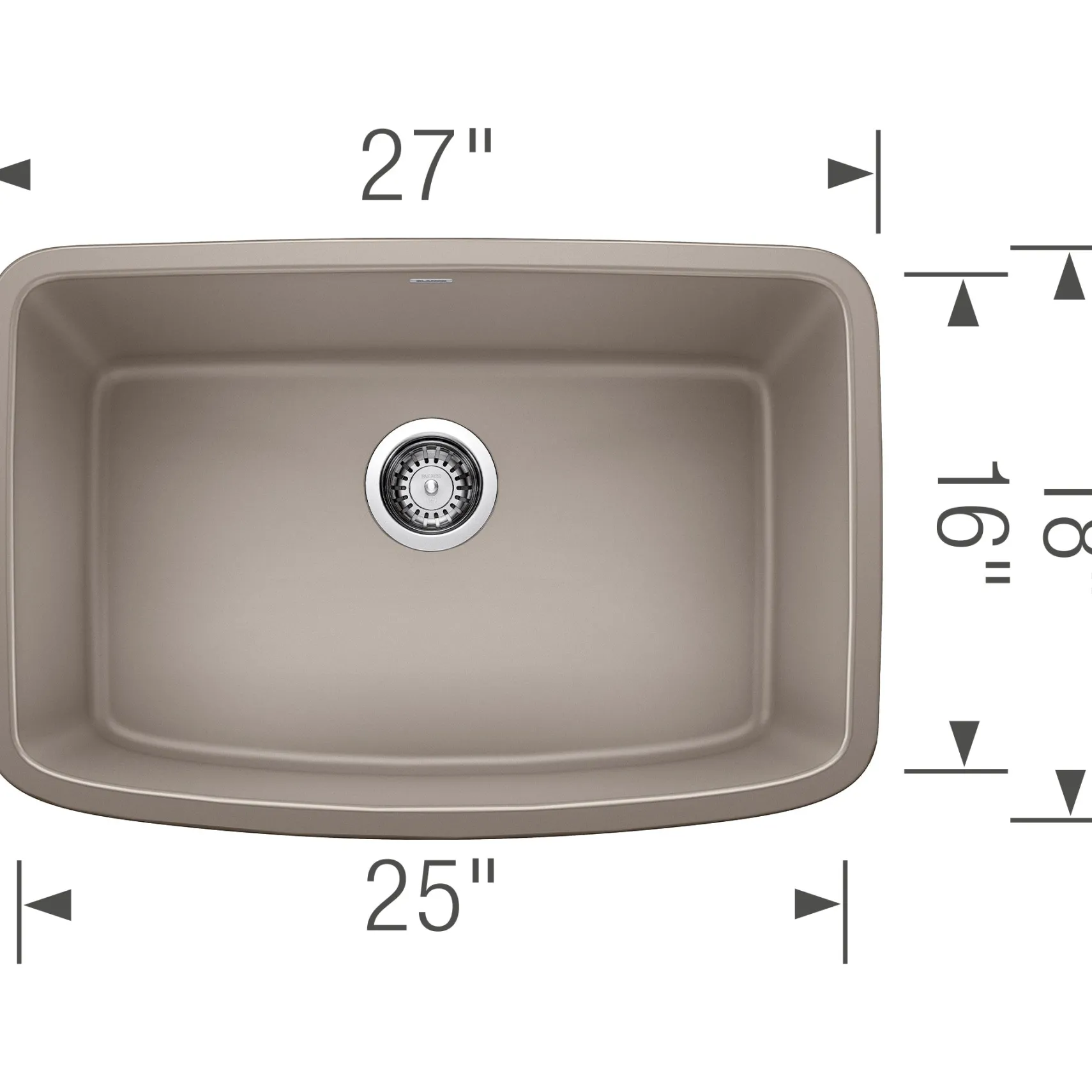 Blanco Valea 27" Undermount Granite Composite Kitchen Sink, Silgranit, Truffle, 442549