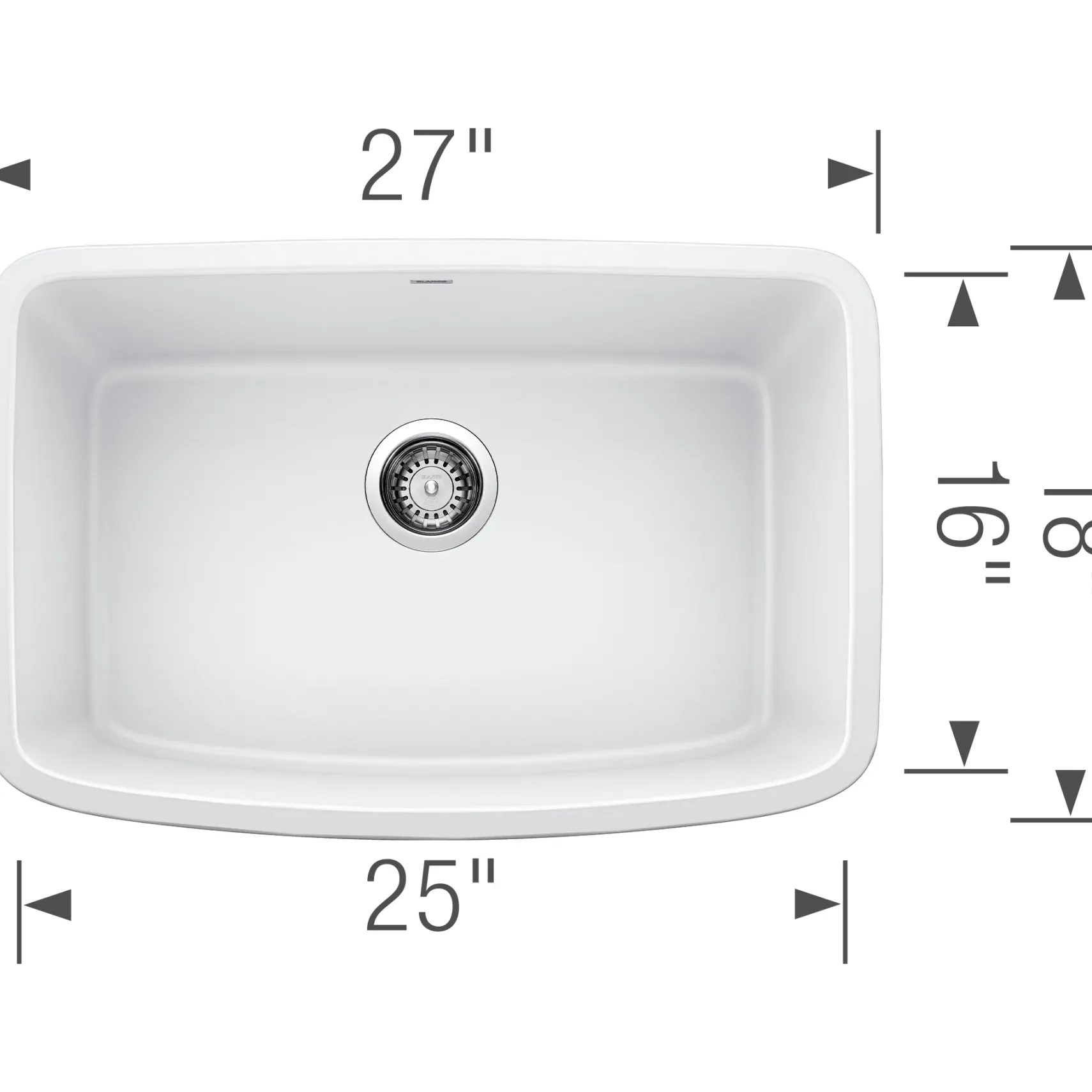 Blanco Valea 27" Undermount Granite Composite Kitchen Sink, Silgranit, White, 442551