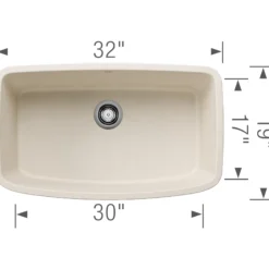 Blanco Valea 32" Undermount Silgranit Kitchen Sink, Soft White, No Faucet Hole, 443091