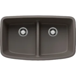 Blanco Valea 32" Undermount Silgranit Kitchen Sink, 50/50 Double Bowl, Volcano Gray, No Faucet Hole, 443126